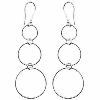 Sterling Silver Intertwining Three Hoop Earrings