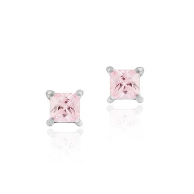 Sterling Silver Celebrity Pink Cubic Zirconia stud Earrings