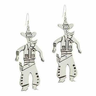 Sterling Silver Classic Cowboy Dangle Earrings