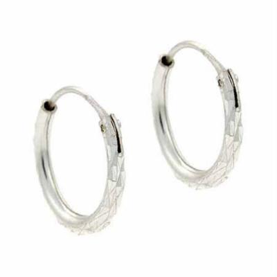 Sterling Silver Etched 12mm Hoop Earrings