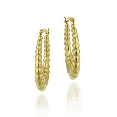 18K Gold over Sterling Silver Antique Style Hoop Earrings