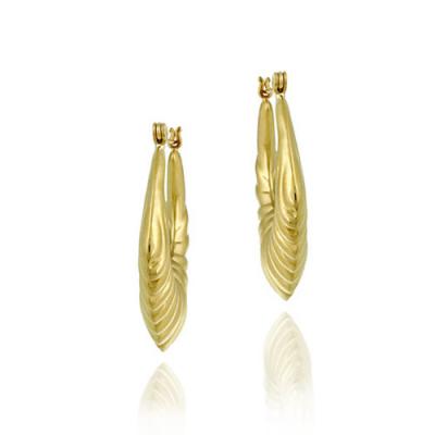 18K Gold over Sterling Silver V Shaped Hoop Earrings