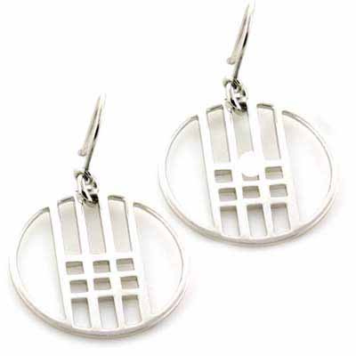 Sterling Silver Designed Round DangleEarrings