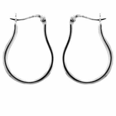 Sterling Silver Pear Shaped Hoop Clip Back Earrings