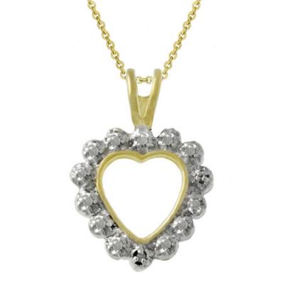 18k Gold over Silver Two-Toned Diamond Accent Open Heart Pendant