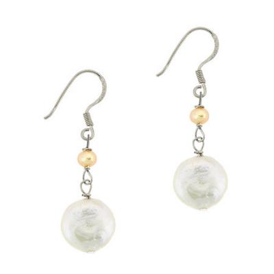 Sterling Silver Freshwater Cultured Pink & White Coin Pearl Dangle Earrings