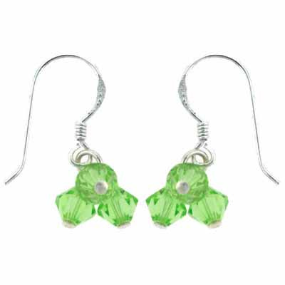 Sterling Silver Green Swarovski Elements Cluster Earrings