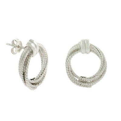Sterling Silver Cable Twist Open Circle Earrings