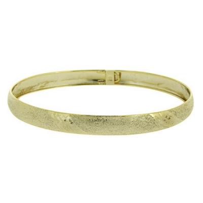 18K Gold Over Silver Diamond Cut Satin Flex Bangle