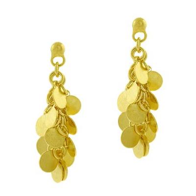 18K Gold over Sterling Silver Disc Cluster Dangle Earrings