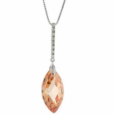 Celebrity Inspired Sterling Silver Simulated Diamond Champagne cz Teardrop Pendant