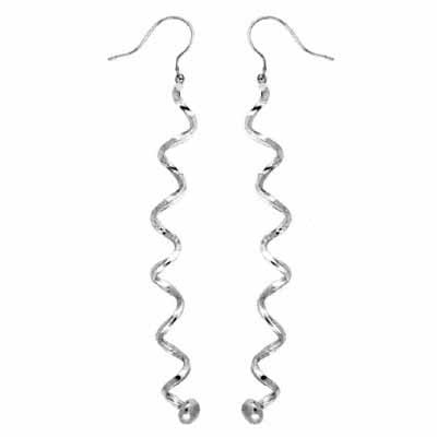 Sterling Silver Long Spiral Earrings