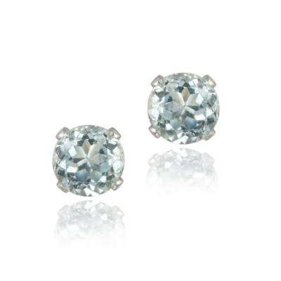 14K White Gold 1.1ct Blue Topaz Stud Earrings, 5mm