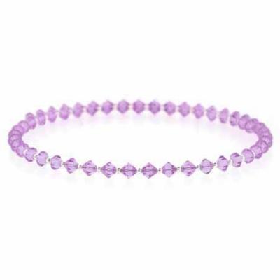Genuine Purple Swarovski Elements and silver bead Choker Necklace
