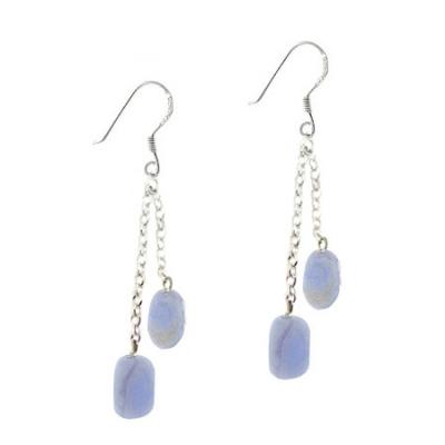 Sterling Silver Lace Agate Dangle Earrings