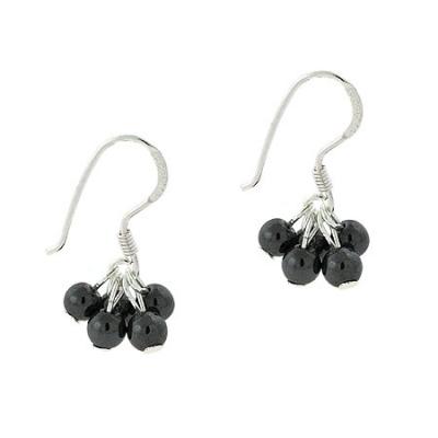 Sterling Silver Hematite Bead Cluster Mini Earrings