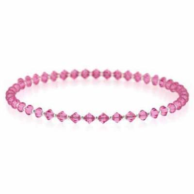 Genuine Fuschia Swarovski Elements and silver bead Choker Necklace