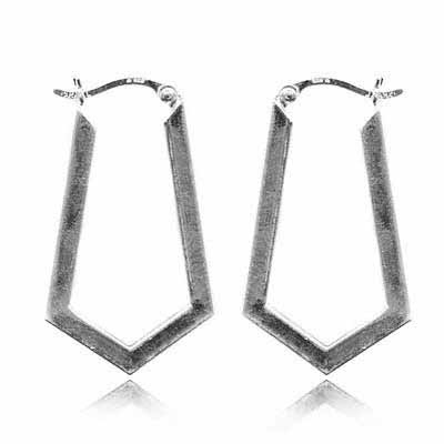 Sterling Silver Funky Geometric Hoop Earrings