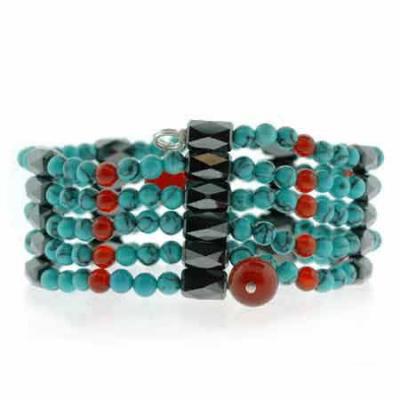 Genuine Hematite Carnleian, and Reconstituted Turquoise  Bead Magentic Healing Anklet/ Bracelet/ Necklace