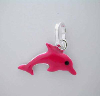 Silver Red Enamel *DOLPHIN CHARM ITALY -Cute