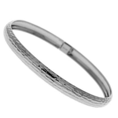 Sterling Silver High Polished Diamond Cut Flex Bangle