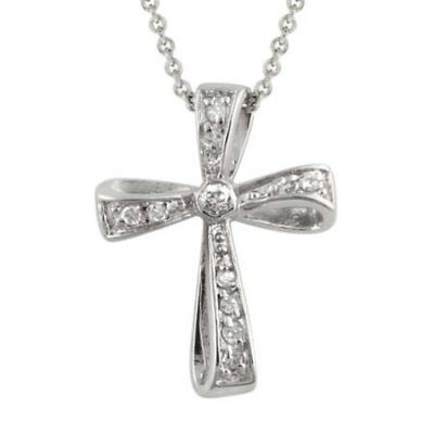 Sterling Silver CZ Cross Pendant
