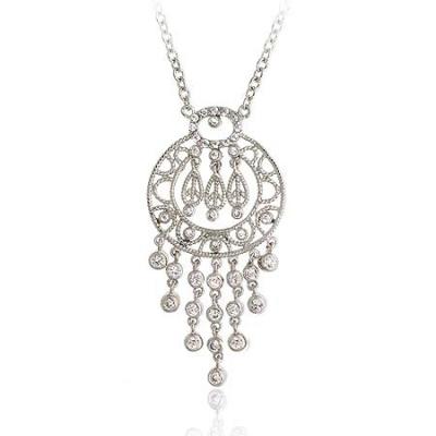 Sterling Silver .925 Diamond cubic zirconia stone Chandelier cz Necklace