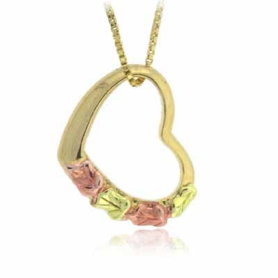 24kt Gold over Genuine Sterling Silver Tri color Floating Heart