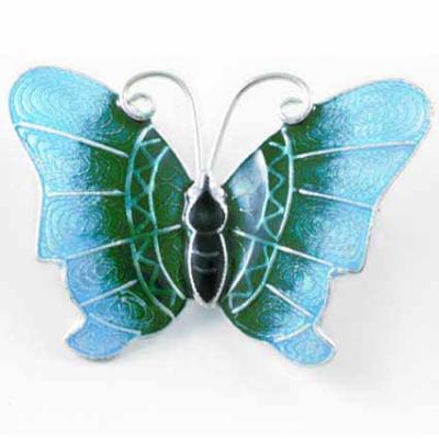 Sterling Silver Green Enamel Butterfly Pin