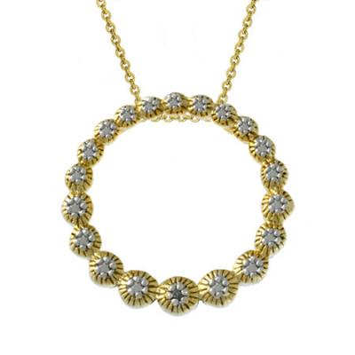 18k Gold over Silver Diamond Accented Eternity Pendant