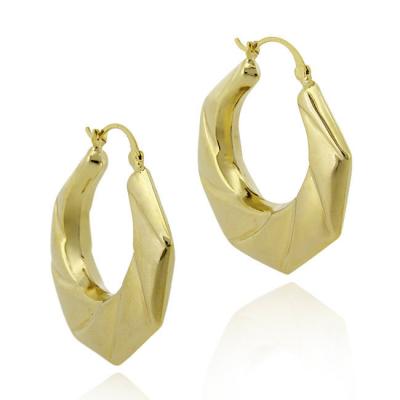 18K Gold Over Sterling Silver Twisted Hoop Earrings