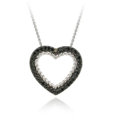 Sterling Silver 2/5ct Champagne Diamond Open Heart Pendant