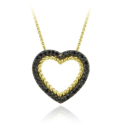 18K Gold over Sterling Silver and .38ct. TDW Champagne Diamond Open Heart Pendant