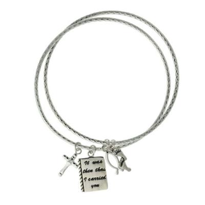 Sterling Silver Religious Inspirational Bangle Set