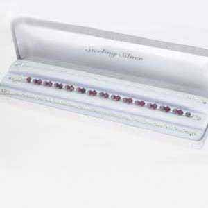 Sterling Silver Purple Cats Eye and Purple Genuine Swarovski Elements Bracelet Set