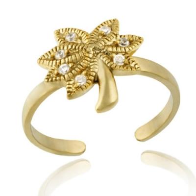 18k Gold over Silver Designer-Inspired CZ Palm Tree Toe Ring