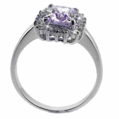 Sterling Silver Lavender and Simulated Diamond CZ Ring