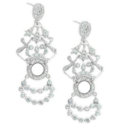 Sterling Silver CZ Vintage Style Chandelier Earrings