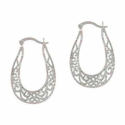 Sterling Silver Vintage Filigree Oval Hoop Earrings