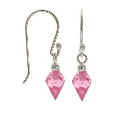 Sterling Silver Pink CZ Dangle Earrings