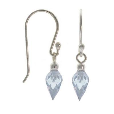 Sterling Silver Briolette-Cut Lavender CZ Dangle Earrings