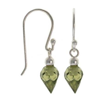 Sterling Silver Olive Green CZ Dangle Earrings
