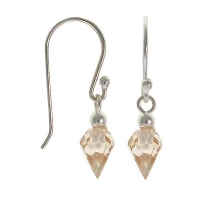 Sterling Silver Champagne CZ Dangle Earrings