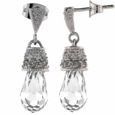 Sterling Silver CZ Briolette Raindrop Earrings