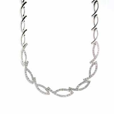 Graduated Nines Simulated Diamond CZ Sterling Silver Necklace
