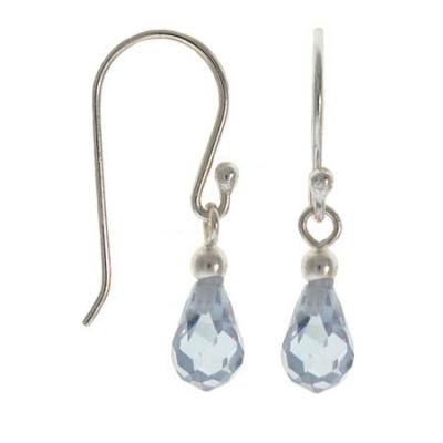 Sterling Silver Lavender CZ Teardrop Dangle Earrings