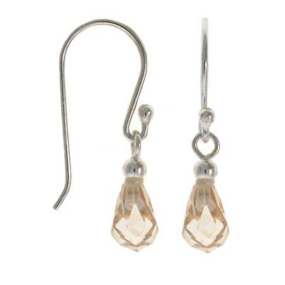 Sterling Silver Champagne CZ Teardrop Dangle Earrings