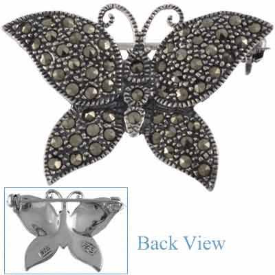 Sterling Silver Marcasite Butterfly Pin