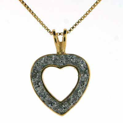 18K Gold over Sterling Silver Diamond Accent Two Tone Open Heart Necklace