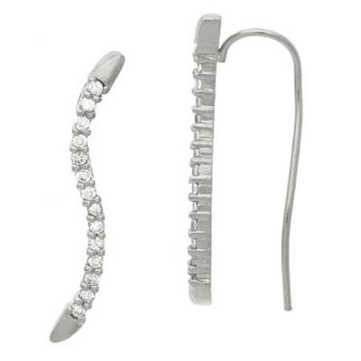 Sterling Silver .925 Diamond cubic zirconia stone Wave cz Earrrings